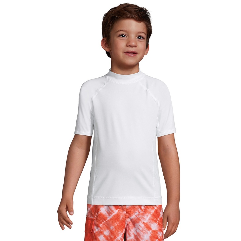 Lands’ End Boys Short Sleeve Crew Neck Swim UPF 50 Rash Guard